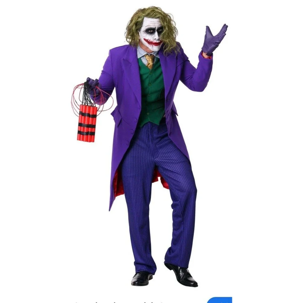 Worn once, Batman Joker 3 piece costume, The Dark Knight Trilogy, Medium - Picture 3 of 11